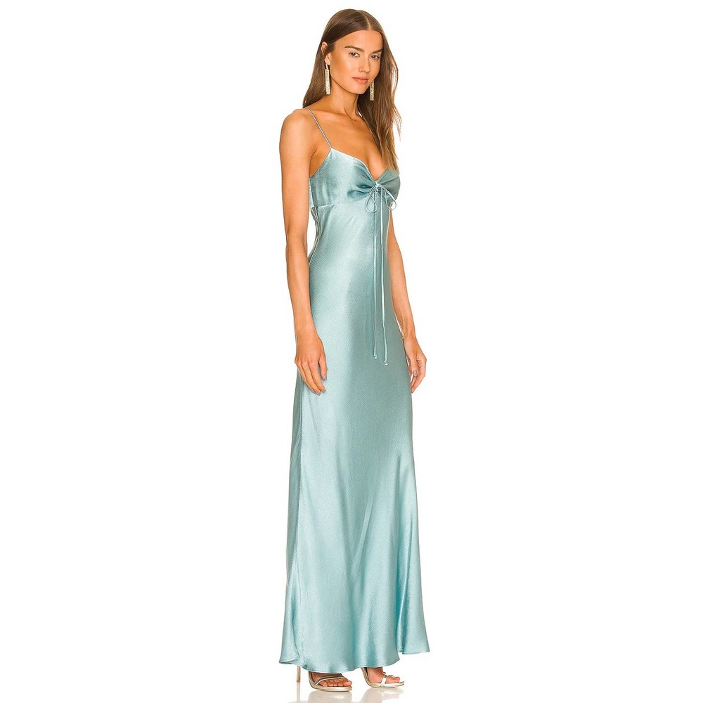 Bec & Bridge Silk Satin Maxi Dress in Light Aqua - Picture 3 of 11